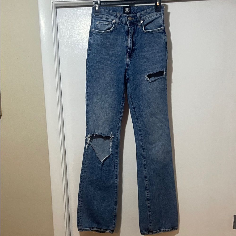 BDG Women's Flare Jeans in Distressed Blue high rise size 26